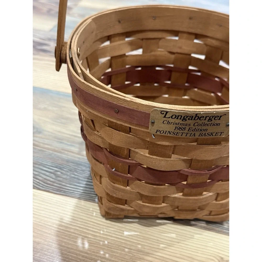 LONGABERGER CHRISTMAS COLLECTION POINSETTIA BASKET 1988 EDITION SIGNED